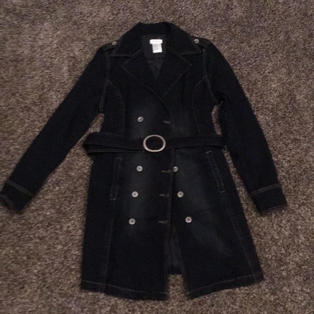 Long jean jacket trench coat